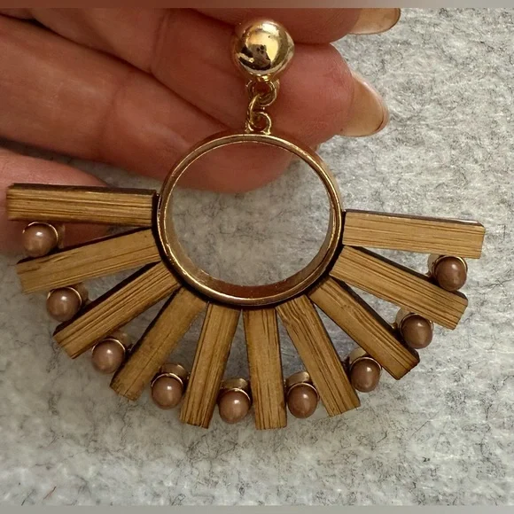 Boho Style Wooden Earrings - Picture 2 of 4